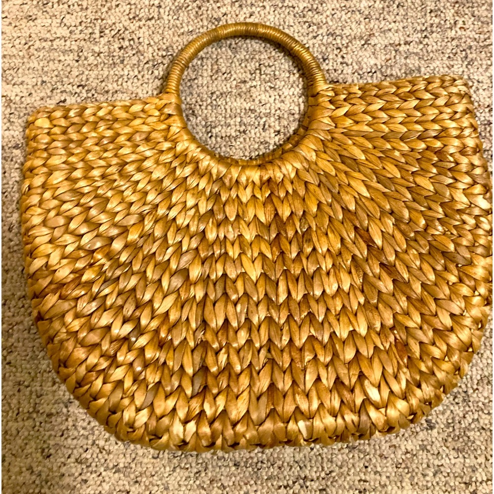 Putu straw handbag cotton lined with one pocket